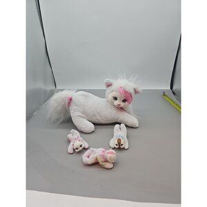 Kitty Surprise 2017 White Pink Plush Stuffed Mommy Cat with 3 Kittens Babies